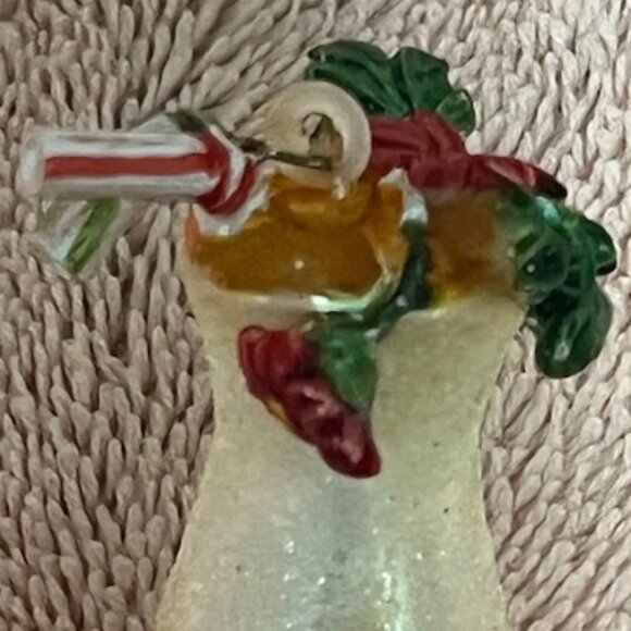 Two Department 56 Christmas Hand Blown Glass Cocktail Themed Holiday Ornaments - Picture 8 of 15